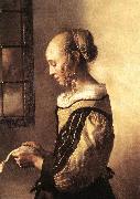 VERMEER VAN DELFT, Jan Girl Reading a Letter at an Open Window (detail) wt Sweden oil painting reproduction